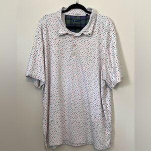 William Murray Polo Shirt Mens Size XXL White All Over Flag Sticks Performance